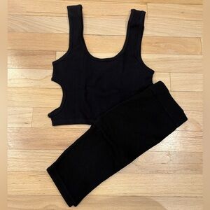 Zara Black Ribbed Top and Shorts Set